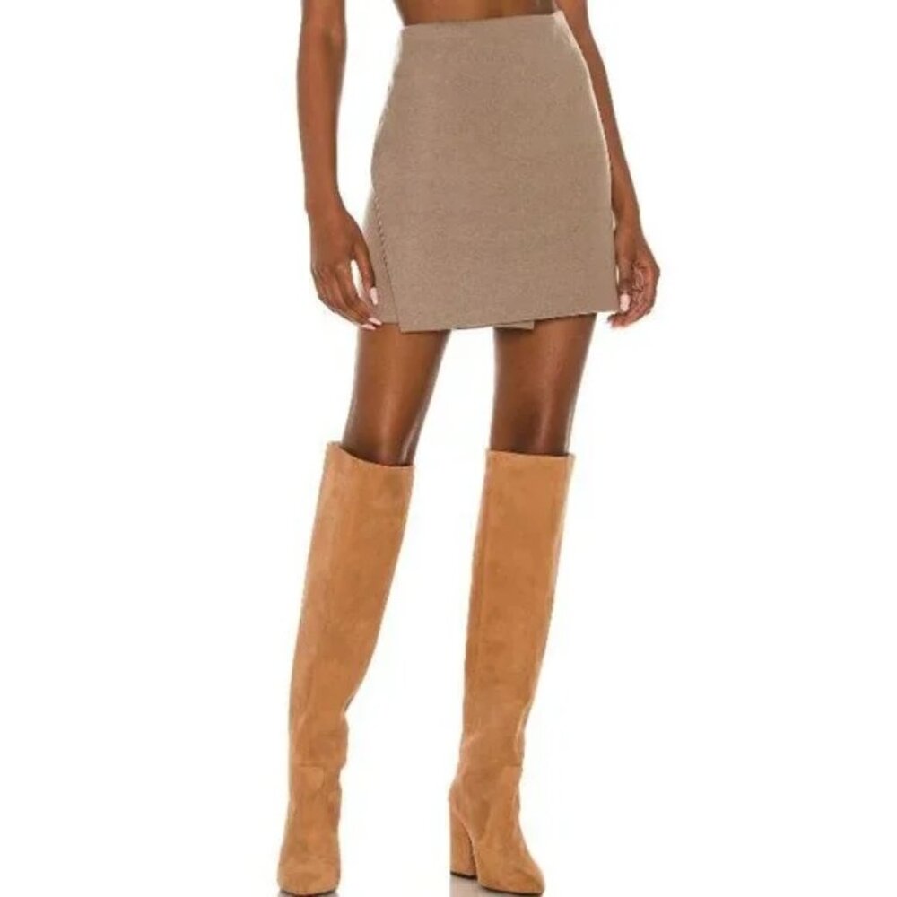 Vince Brown Designer Wool Pencil Skirt Extra Small Soft Knit Preppy Minimalist